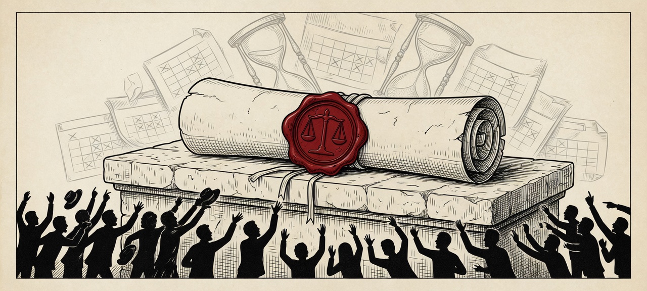 本节主题插画：市场依据一份尚未公开理由的密封裁决进行定价